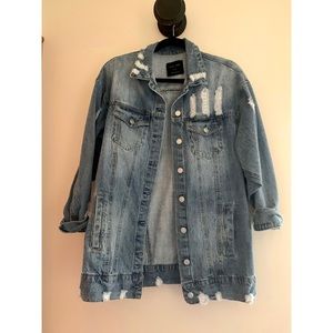 Oversized Distressed Denim Jacket